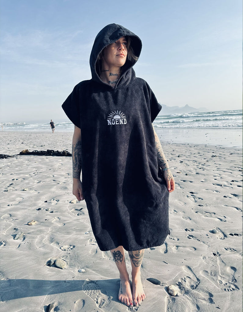 No End Surf/Swim Towel Poncho - Black